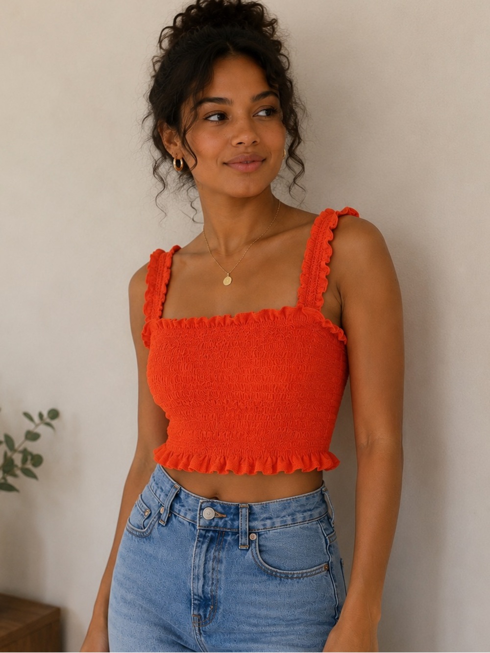 Free People Smocked Crop Top